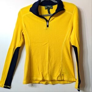 Vintage Lauren Ralph Lauren half zip thermal waffle knit Bright Yellow Size L